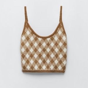 Zara Argyle Knit Top